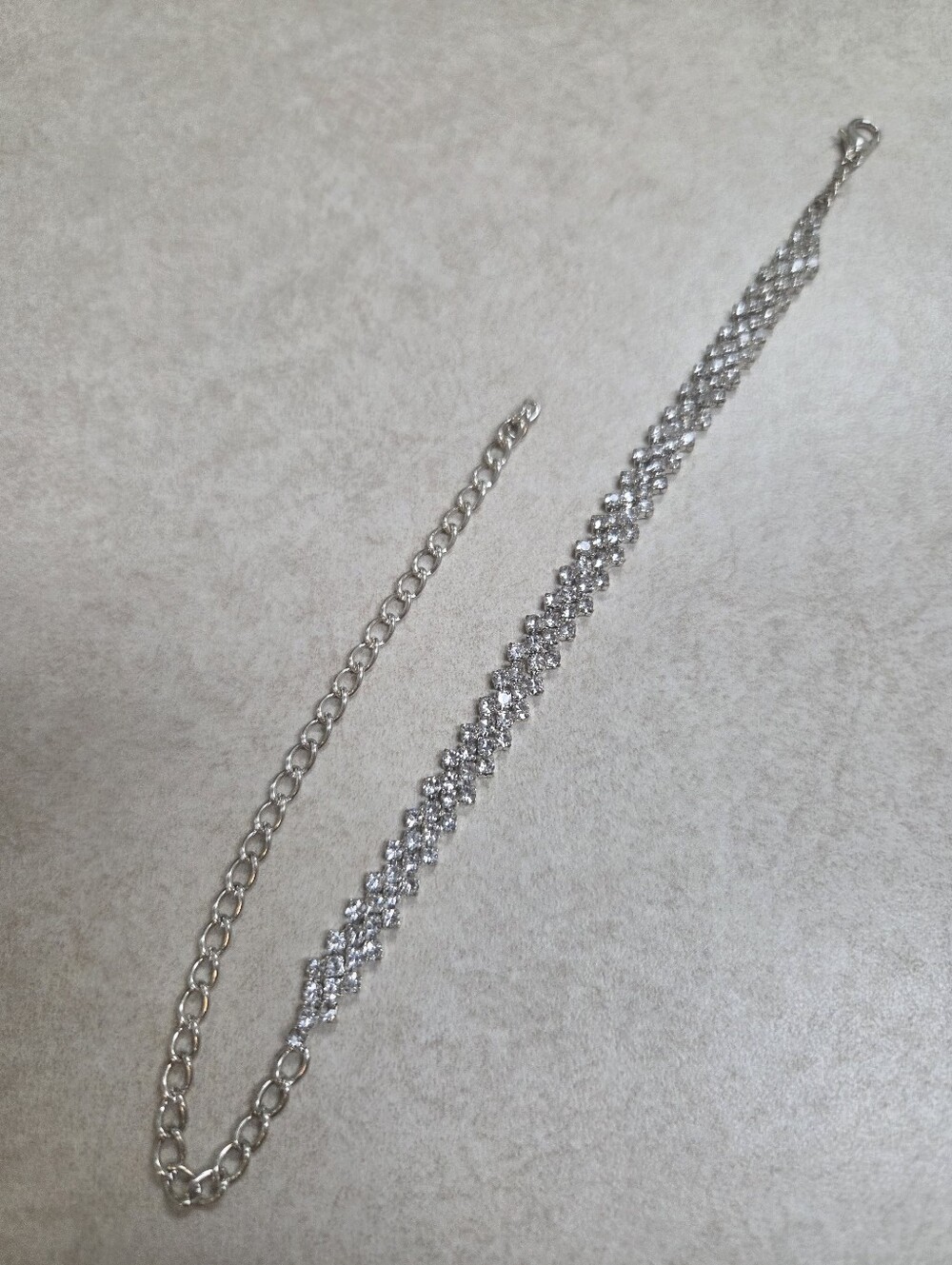 Crystal Rhinestone Faux Gem Silver Toned 7" - 11" Bracelet Anklet